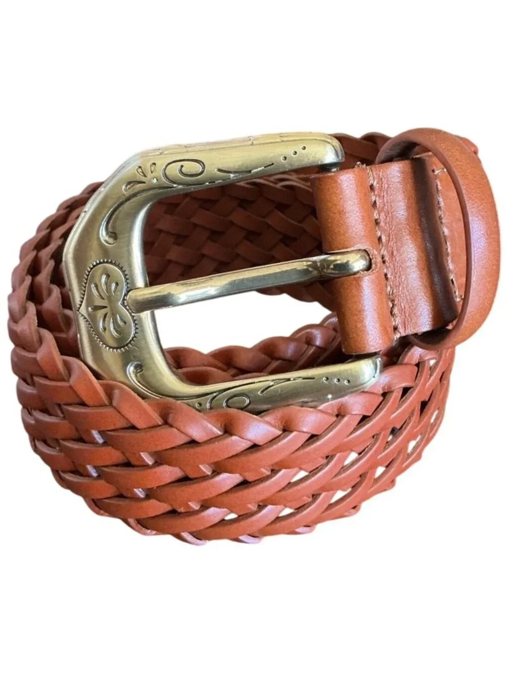 Anthropologie Western Buckle Woven Tan Belt Size Extra Small New